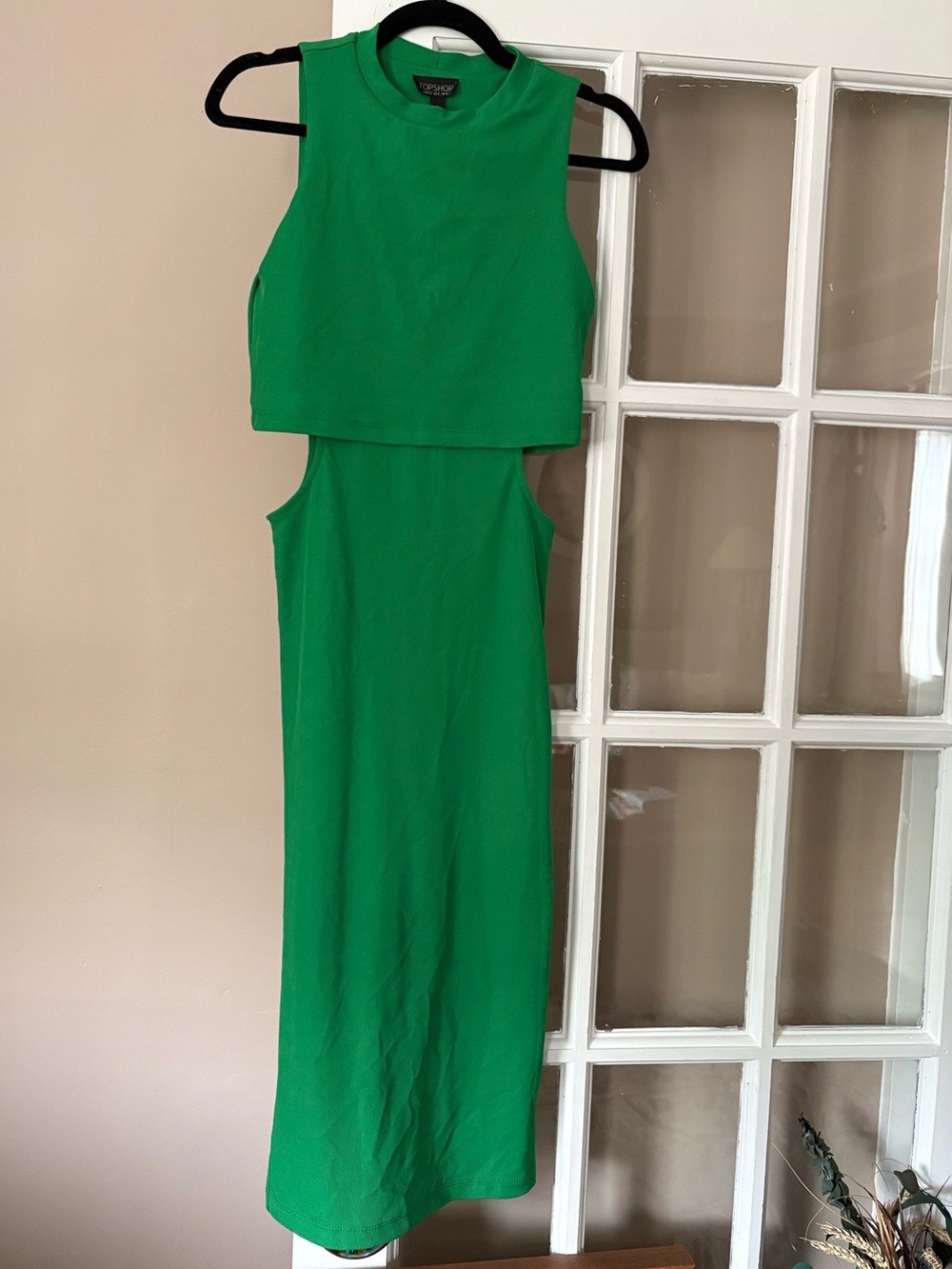 Topshop Bright Green Sleeveless Cutout Maxi Dress